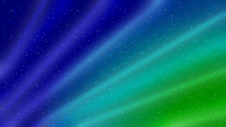 multicolored illustration, colorful, stars, blue, green, simple, night, HD wallpaper