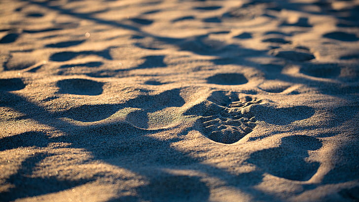 Sand Beach Footprint HD, natura, plaża, piasek, ślad, Tapety HD