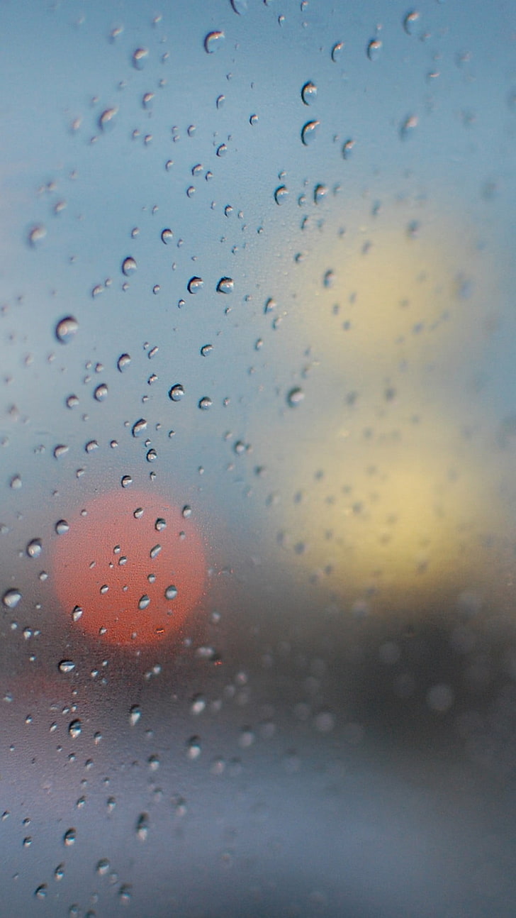 bokeh photographie de gouttelettes d'eau, pluie, humide, Fond d'écran HD, fond d'écran de téléphone