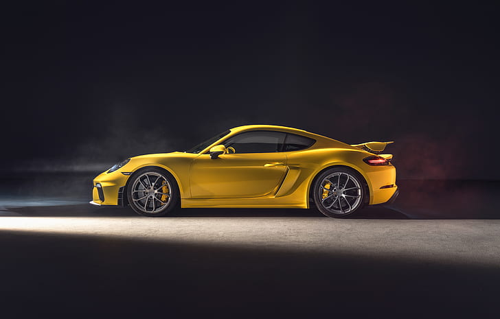 Porsche, Porsche 718 Cayman, samochód, samochód sportowy, pojazd, żółty samochód, Tapety HD