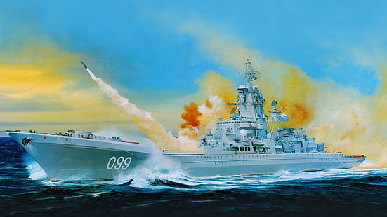 Warships, Battlecruiser, Russian Battlecruiser Pyotr Velikiy, Warship, HD wallpaper HD wallpaper
