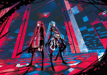 armor, Megurine Luka, guitar, Vocaloid, Hatsune Miku, HD wallpaper HD wallpaper