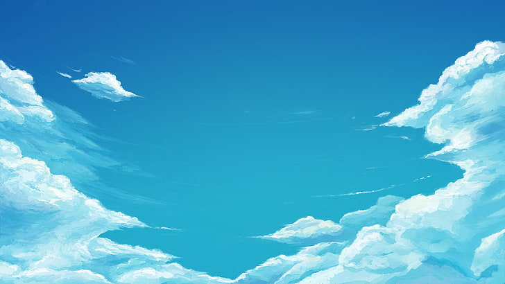 cloud illustration, drawing, sky, clouds, HD wallpaper