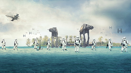 Star Wars, Rogue One: A Star Wars Story, AT-AT Walker, Stormtrooper, HD wallpaper HD wallpaper