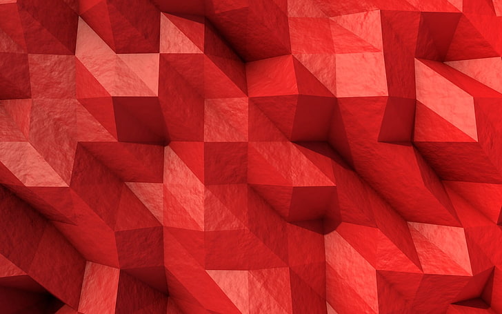 red and black area rug, low poly, brown background, HD wallpaper