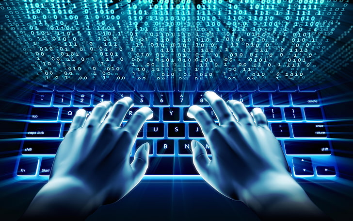 hacking, binary code, keyboard, internet, Technology, HD wallpaper