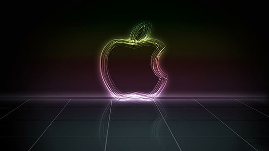 Neon Apple-Logo, Apple-Logo, Computer, 1920 x 1080, Apfel, Macintosh, HD-Hintergrundbild HD wallpaper