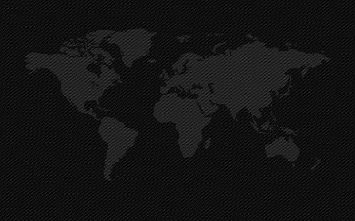 الأرض ، خلفية سوداء ، خريطة العالم ، القارة، خلفية HD