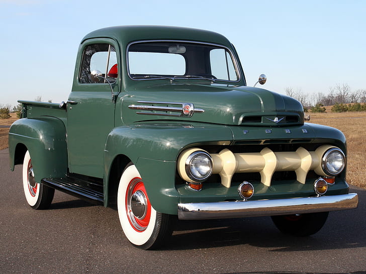 (f1r2-83), 1952, f-1, ford, pickup, retro, HD wallpaper