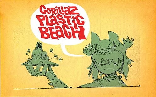 Gorillaz, Jamie Hewlett, ก๋วยเตี๋ยว, หาดพลาสติก, วอลล์เปเปอร์ HD HD wallpaper