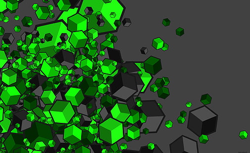 Зеленые кубики, зеленые и черные кубики цифровые обои, Aero, Vector Art, зеленые, кубики, HD обои HD wallpaper