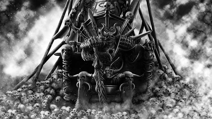 Khorne - Warhammer 40,000, ilustraciones de cráneo y trono, juegos, 1920x1080, warhammer, warhammer 40k, warhammer 40000, khorne, Fondo de pantalla HD
