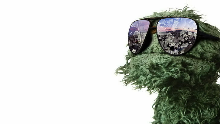 occhiali, Sesame Street, Oscar The Grouch, soldi, Sfondo HD