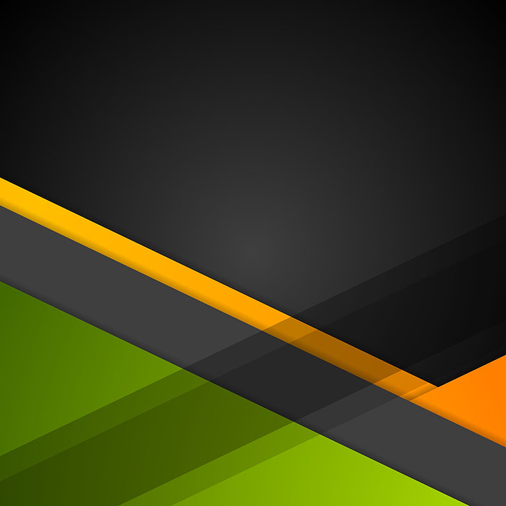 เส้นสีเขียวเรขาคณิตสีดำออกแบบสีส้มสีวัสดุ, วอลล์เปเปอร์ HD