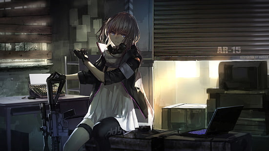 swd3e2, oryginalne postacie, anime dziewczyny, broń, Tapety HD HD wallpaper