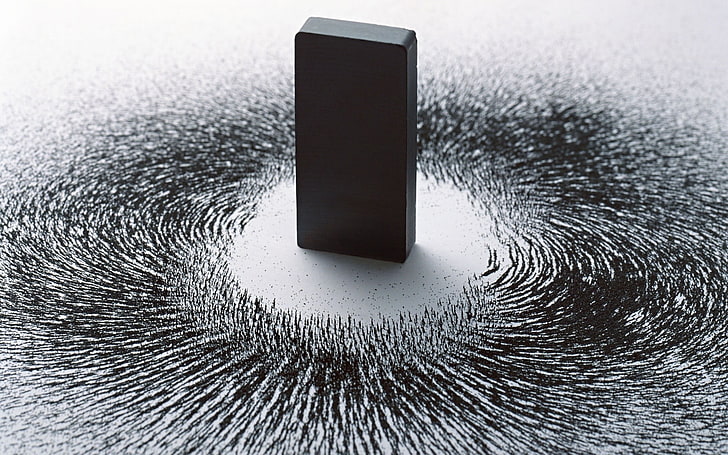 прямоугольный черный магнитный блок, черный, художественное произведение, стиль материала, цифровое искусство, магниты, HD обои