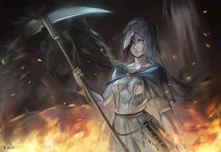 Dark Souls, Dark Souls III, Fire, Girl, Scythe, Sister Friede (Dark Souls), HD тапет HD wallpaper