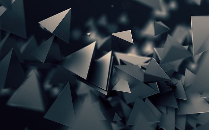 Темно-серый 3D Triangles 2017 Design HD Wallpaper, серые треугольники абстрактные обои, HD обои