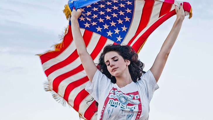 Lana Del Rey, mujeres, bandera, Fondo de pantalla HD