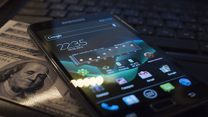 schwarzes Samsung Smartphone, Samsung Galaxy S2, Smartphone, Android (Betriebssystem), Ice Cream Sandwich, HD-Hintergrundbild