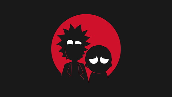 Rick and Morty silhouette wallpaper, untitled, Rick and Morty, cartoon, Adult Swim, minimalism, Rick Sanchez, Morty Smith, HD wallpaper HD wallpaper