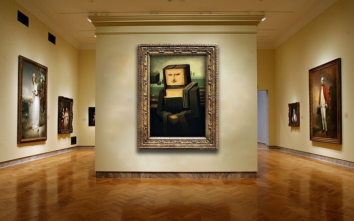 Lukisan Monalisa Mincraft, Video Game, Minecraft, Mojang, Mona Lisa, Wallpaper HD