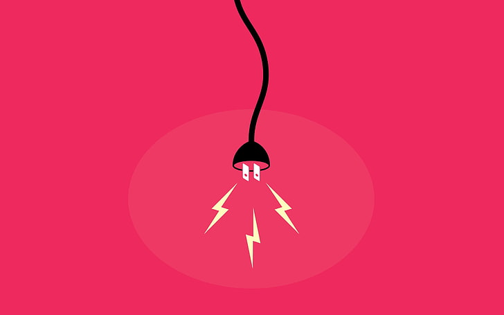 ilustracja wtyczki elektrycznej, prąd, przewód zasilający, minimalizm, Tapety HD