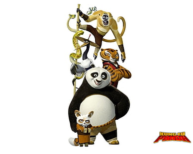Кунг-фу панда, богомол (кунг-фу панда), обезьяна, по (кунг-фу панда), шифу (кунг-фу панда), тигрица (кунг-фу панда), гадюка, HD обои HD wallpaper