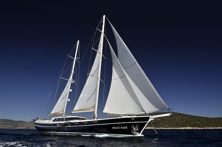Luxury motor yacht, sail, yacht, sea, luxury motor yacht, the way, HD wallpaper