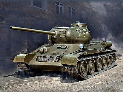Рисунок, СССР, Танк, Великая Отечественная война, Советский, Второй мировой войны, Средний, Т-34-85, HD обои HD wallpaper