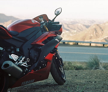 Bicicleta deportiva roja Yamaha, r6, Yamaha R6, motocicleta, PaisajeMoto, Fondo de pantalla HD HD wallpaper