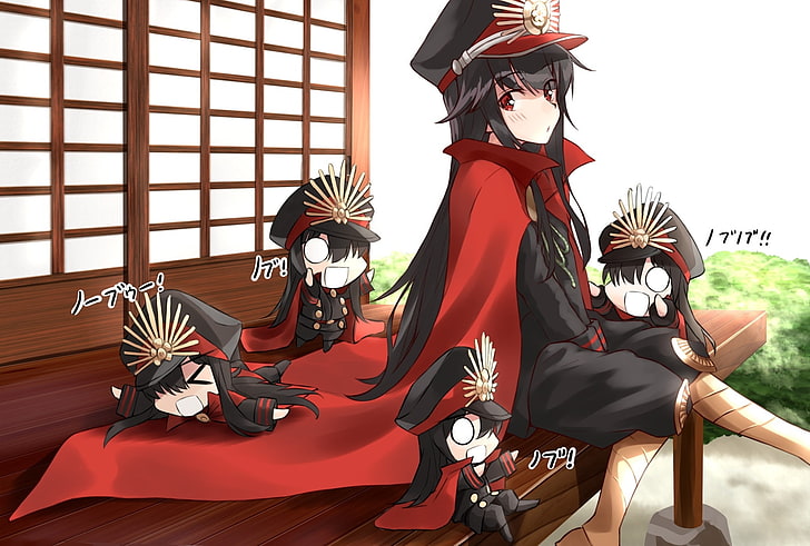majin archer, oda nobunaga, sort grand ordre, chibi, uniforme militaire, Anime, Fond d'écran HD