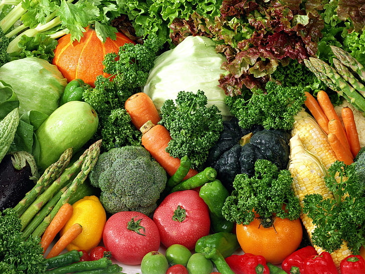 varietà di verdure, pomodori, cavoli, broccoli, peperoni, verdure, Sfondo HD