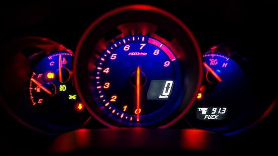 niebieski licznik klastra, Mazda RX-8, prędkościomierz, obrotomierz, Tapety HD HD wallpaper