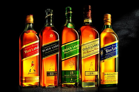 Schwarzer Hintergrund, Alkohol, Flaschen, Johnnie Walker, HD-Hintergrundbild HD wallpaper