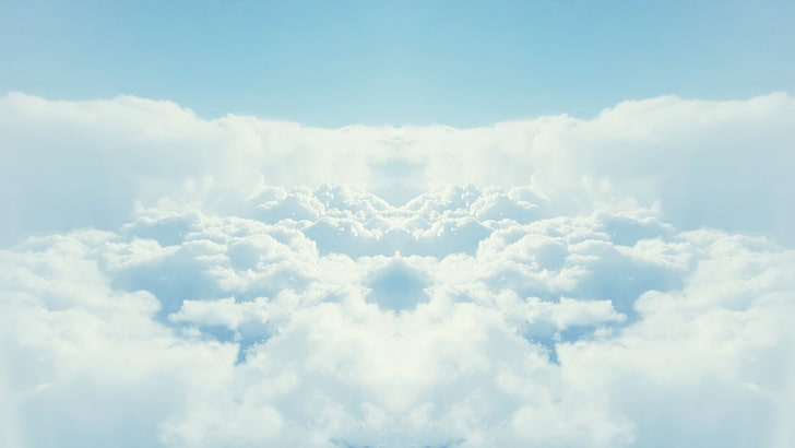 weiße Wolken, Wolken, Symmetrie, hell, Cyan, HD-Hintergrundbild
