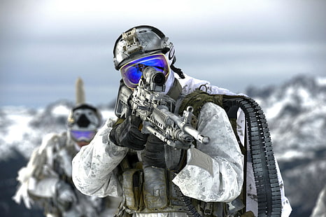 senapan serbu abu-abu, senjata, tentara, Angkatan Laut Amerika Serikat SEAL, Wallpaper HD HD wallpaper