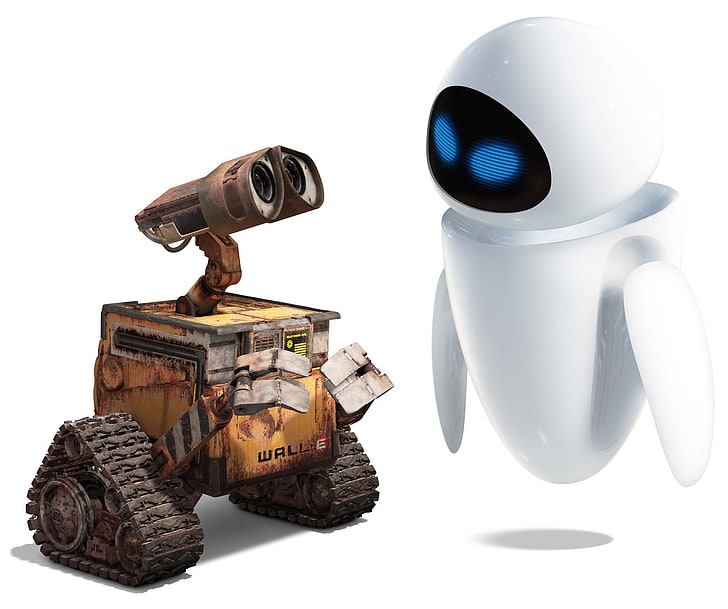 Wall-E movie wallpaper, white, love, cartoon, robot, valley, HD wallpaper