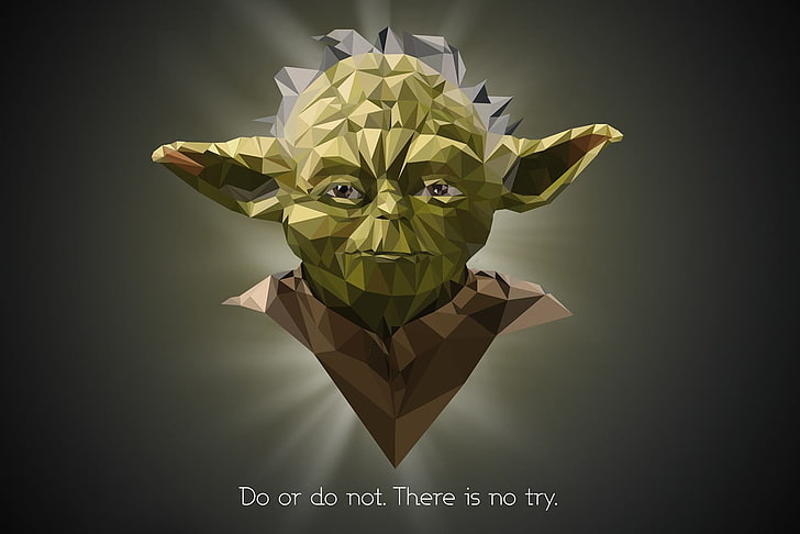Star Wars Master Yoda wallpaper, Star Wars, Yoda, quote, low poly, HD wallpaper