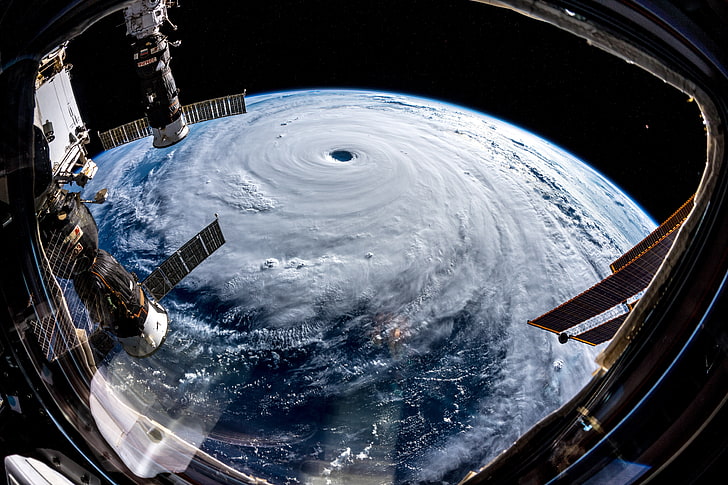 white clouds, Alexander Gerst, hurricane, Typhoon, cyclone, spiral, NASA, ISS, Earth, space, nature, science, space station, clouds, planet, satellite, sunlight, atmosphere, photography, storm, landscape, HD wallpaper