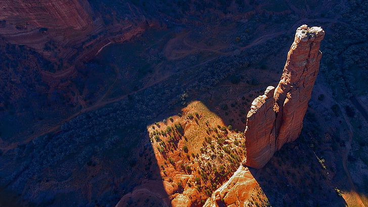 formation rocheuse brune, paysage, ombre, nature, formation rocheuse, lumière du soleil, canyon, vallée, rocher, désert, falaise, Fond d'écran HD