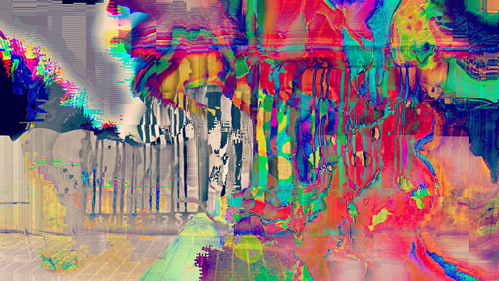 разноцветная абстрактная живопись, глит-арт, абстракция, HD обои