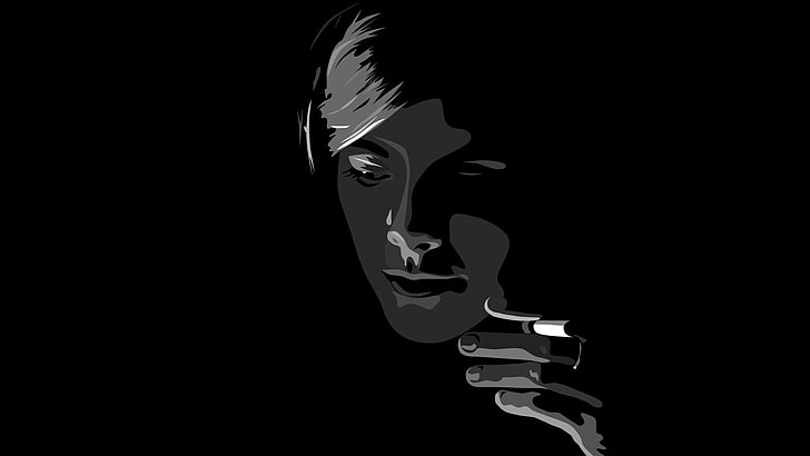 osoba trzymająca papierosa portret, monochromatyczny, Tapety HD