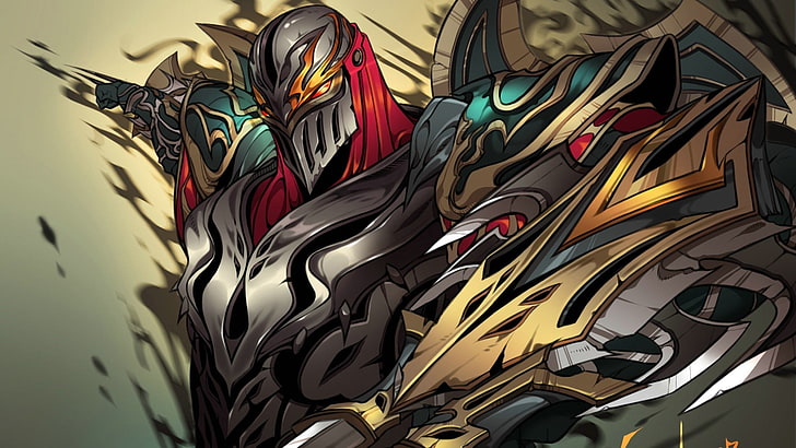 graue gepanzerte Charakter digitale Tapete, Zed (League of Legends), HD-Hintergrundbild