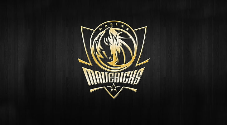 Лого на Mavericks, баскетбол, фон, лого, злато, NBA, Dallas Mavericks, HD тапет