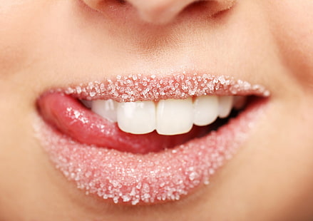 сахар, губы, лицо, языки, женщины, HD обои HD wallpaper