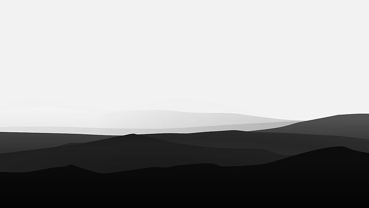 Artistico, minimalismo, bianco e nero, minimalista, montagna, Sfondo HD