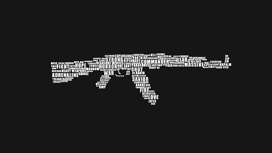 rifle palavra nuvem, armas, máquina, Kalash, AK-47, HD papel de parede HD wallpaper