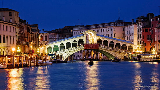 Мост Риальто, Венеция, Италия, Европа, HD обои HD wallpaper