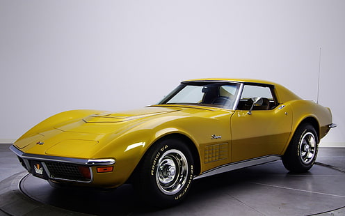 жълто Chevrolet Corvette купе, chevrolet, corvette, stingray, c3, 1970 г., HD тапет HD wallpaper
